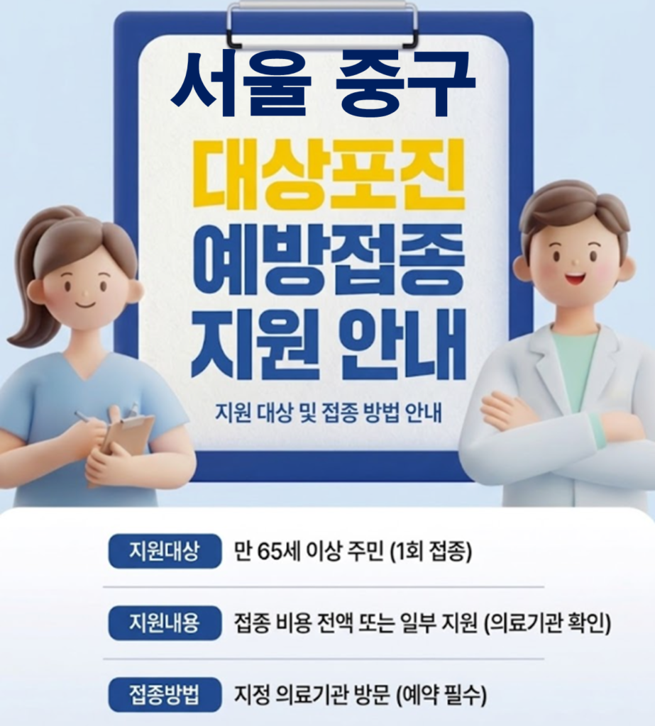 서울 중구 대상포진 보건소 접종 가격 및 저렴한 병원