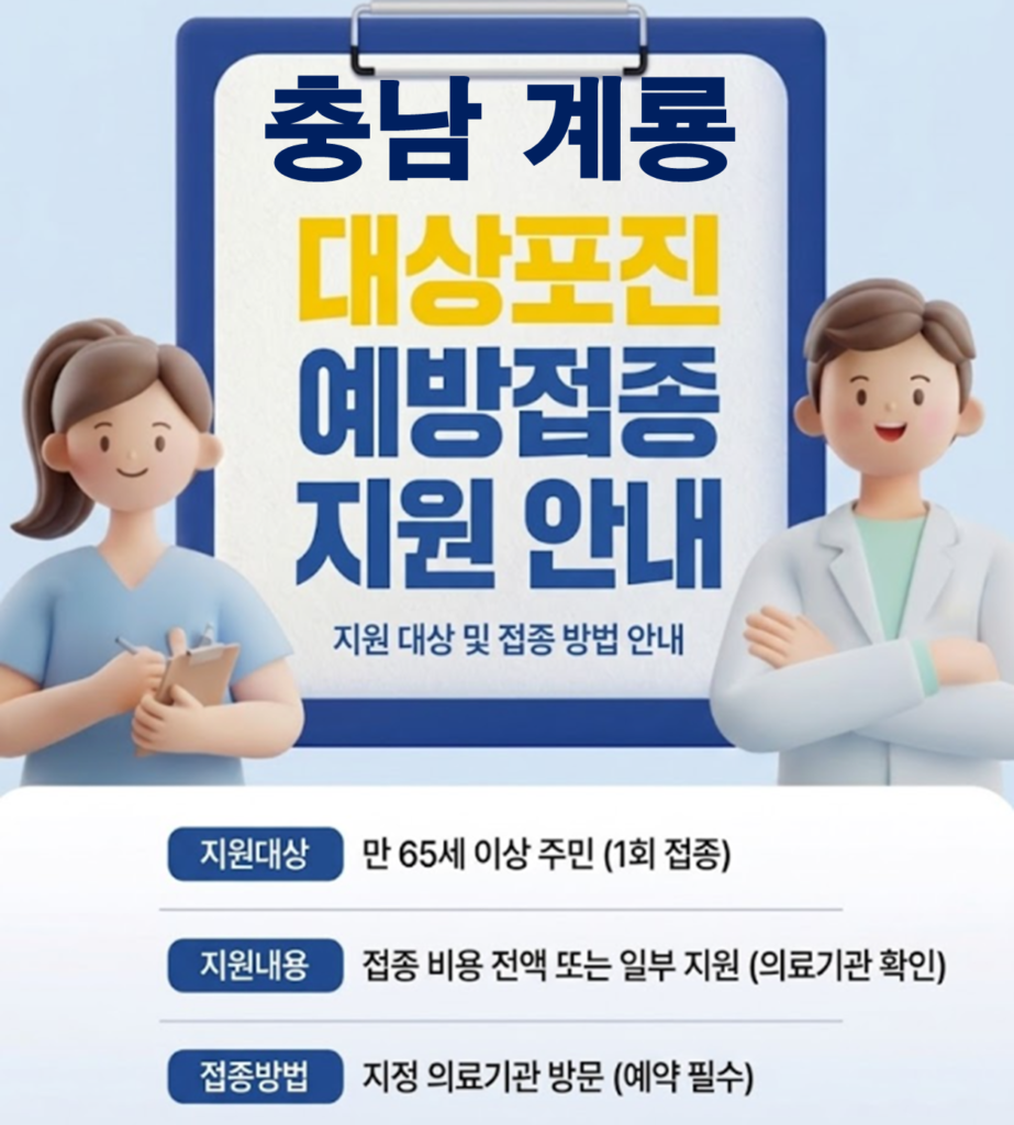 계룡 대상포진 보건소 접종 가격 및 저렴한 병원